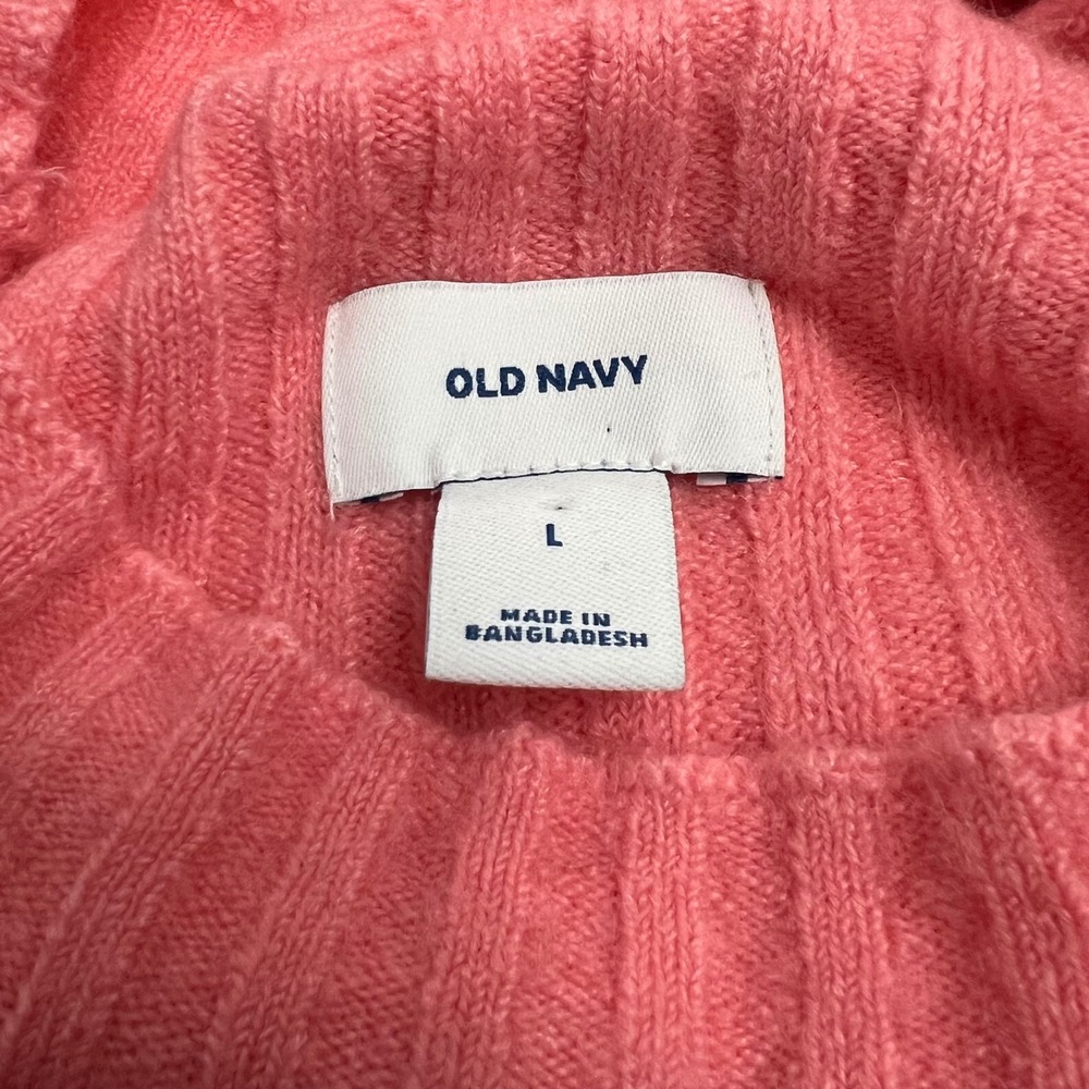 Old Navy Ribbed Mock Neck Sweater Peony Pink Women's Large Soft Knit Pullover - Picture 2 of 6